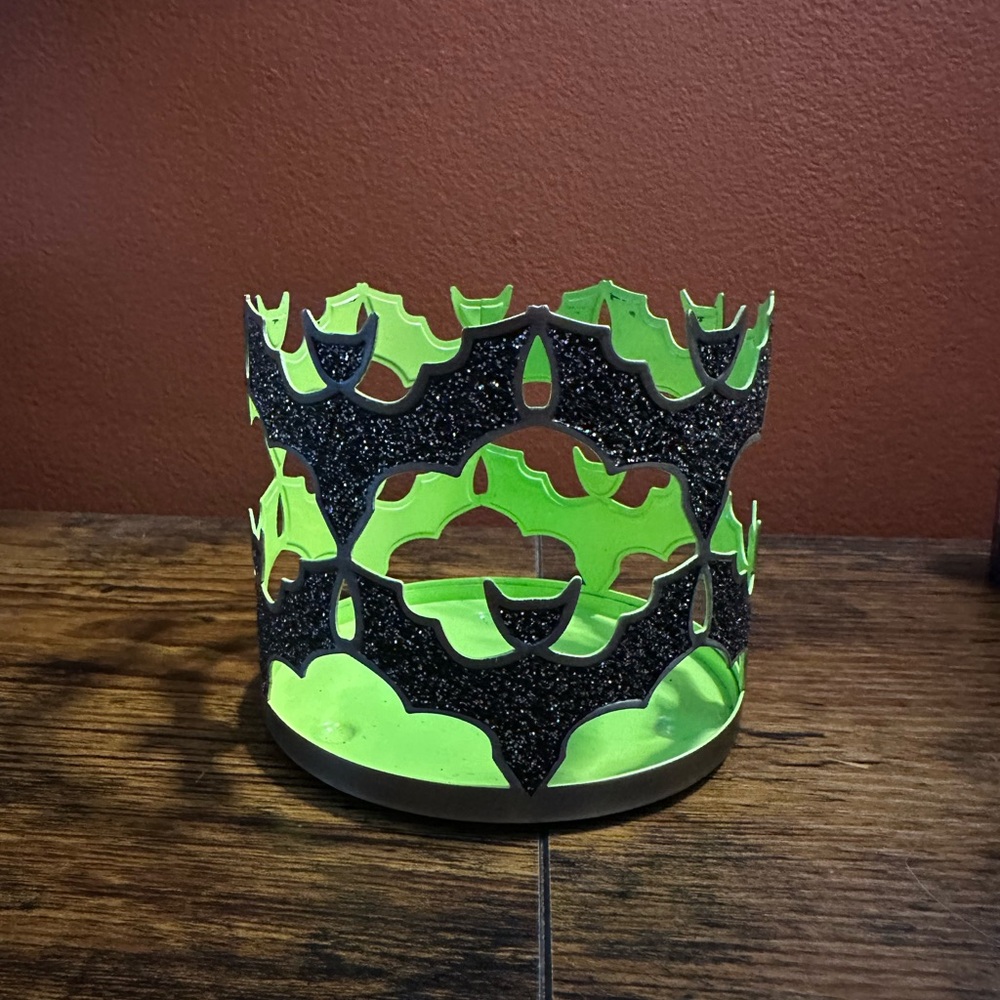 Bath and Body Works Green and Black Bat Candle Holder